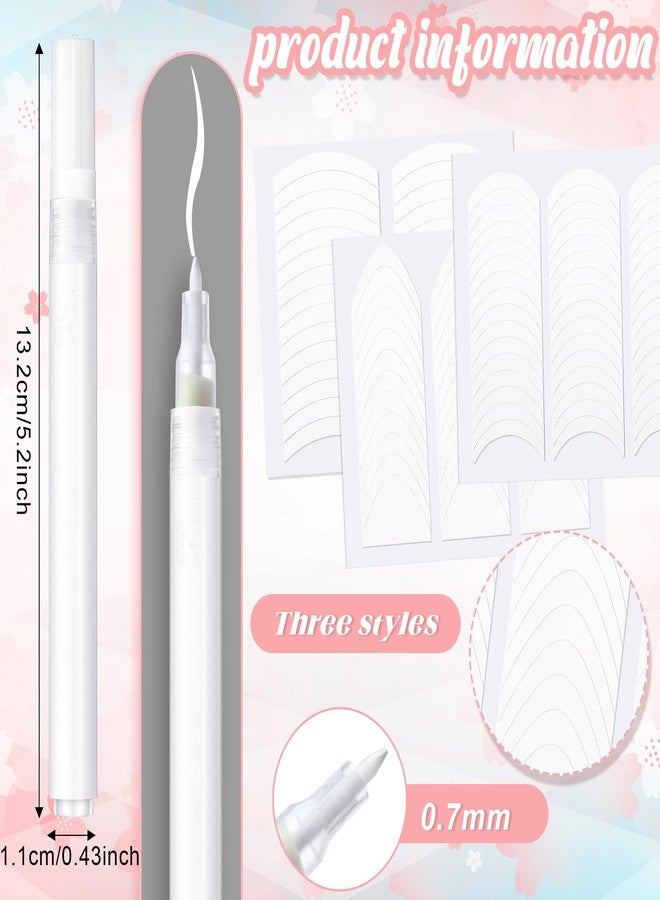 Dunzoom French Manicure Kit Include 2 Pcs French Manicure Pen 0.12 Ounce White Tip Pen 111 Count Tip Nail Stickers Strips Tool for Women DIY Pedicure Nails Kit - Image 2